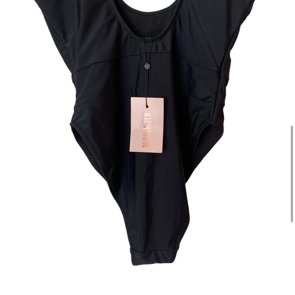 MISSGUIDED NWOT Black High Leg Waistband Swimsuit 8 - Picture 10 of 10